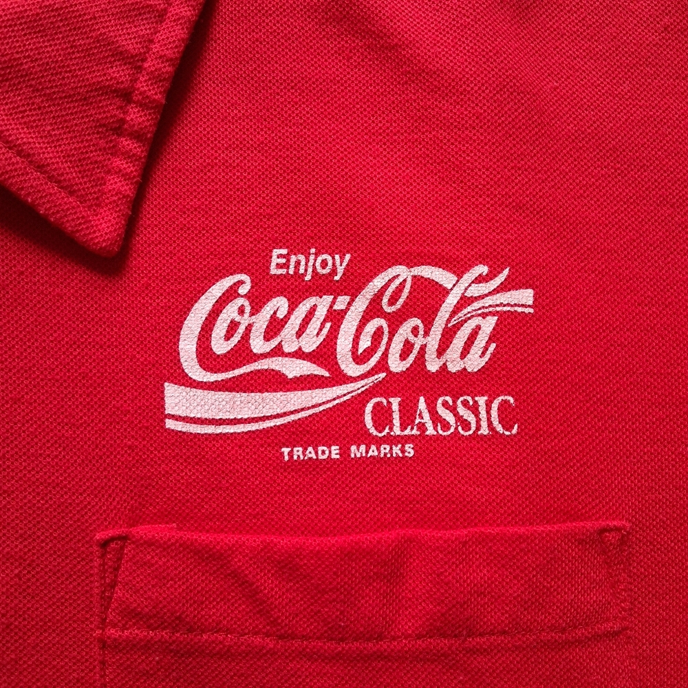 VTG 1980s Coca-Cola Classic Coke Employee Red Short Sleeve Polo Shirt Adult XL